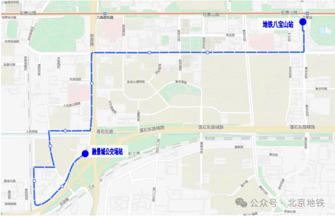 專86路融景城公交場站發出方向線路圖