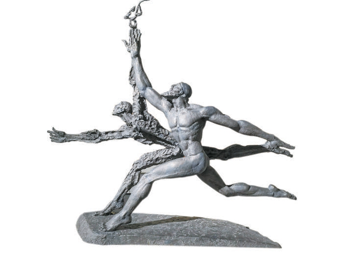 2022奧林匹克美術大會展出的曾成鋼作品《聖火接力》。 2022奧林匹克美術大會展出的曾成鋼作品《聖火接力》。