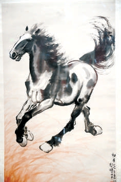 徐悲鴻《奔馬》。 徐悲鴻《奔馬》。