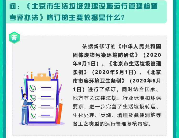 《北京市生活垃圾處理設施運作管理檢查考評辦法》修訂的主要依據是什麼？