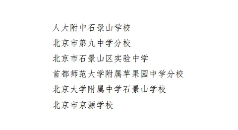 附件2:石景山區2021年初中入學全區派位學校名單