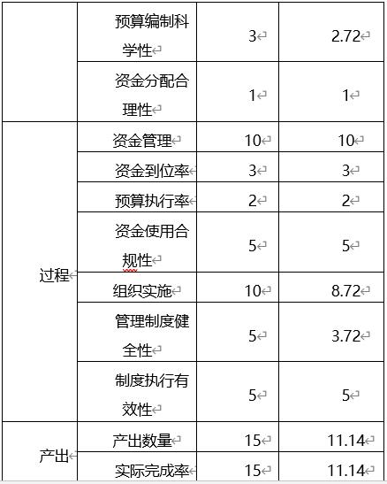 评价指标得分汇总表