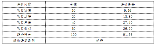 項目績效評價結論一覽表