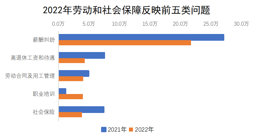 2022年勞動和社會保障反映前五類問題