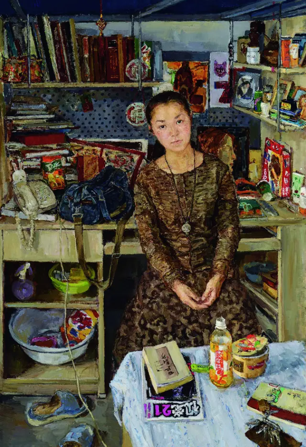 康蕾 《自畫像》布面油彩，160×110cm，2002年