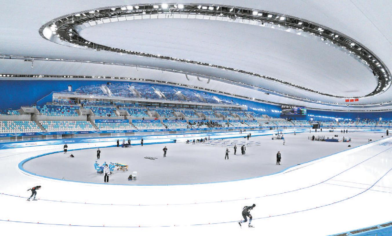 国家速滑馆“冰丝带”2021年四月已接受“相约北京”冬季体育系列测试活动的考验。 （资料照片 刘平 摄）