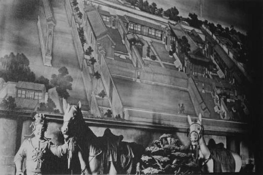 1930年代，画在帝君殿西墙壁上的宏恩观殿宇图。