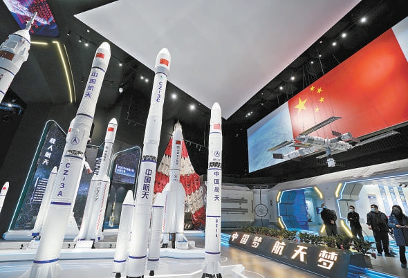 图为中国航天博物馆运载火箭展区。