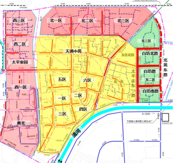 天通苑地区启动雨污合流管网改造图