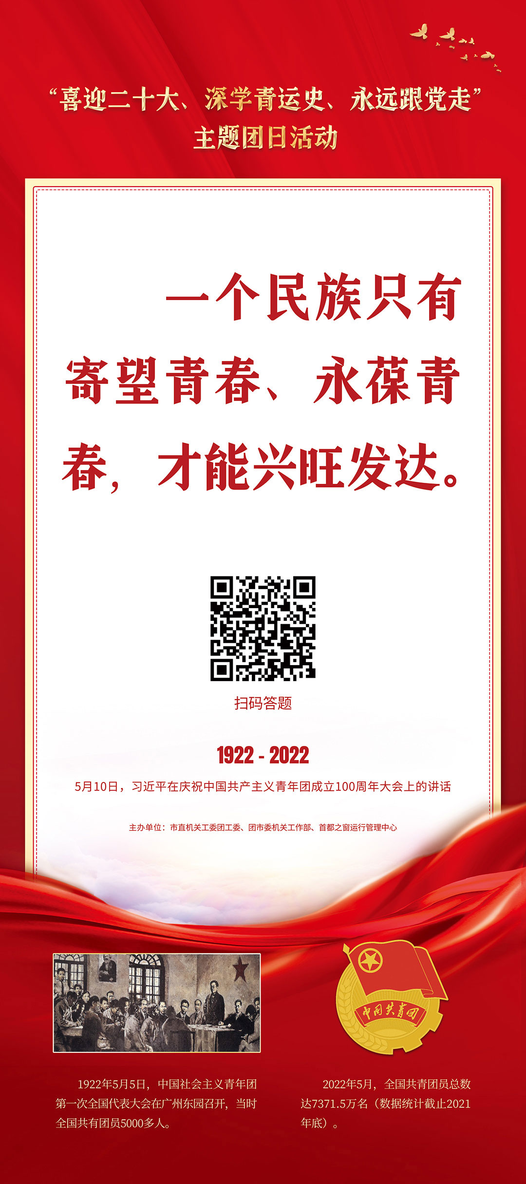 “喜迎二十大、深学青运史、永远跟党走”主题团日活动（习近平在庆祝中国共产主义青年团成立100周年大会上的讲话）