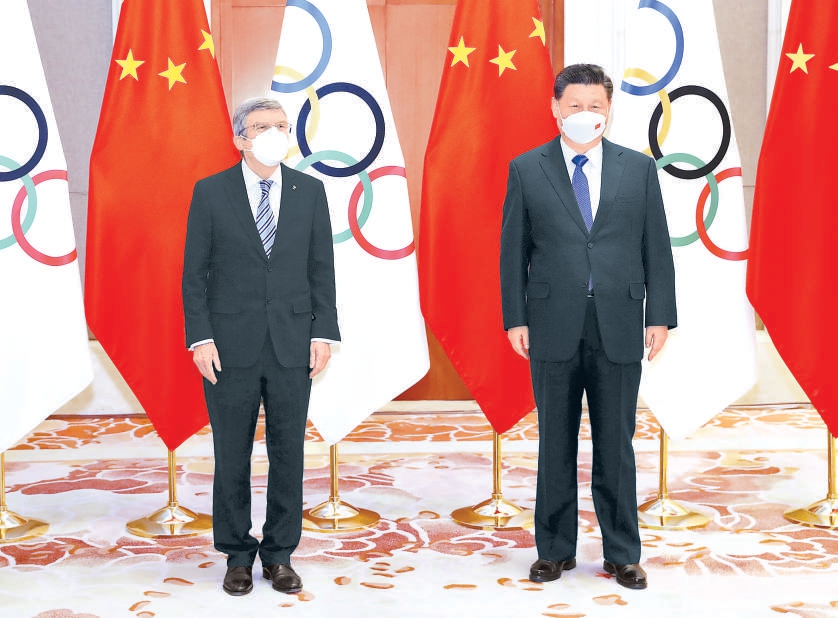 1月25日，国家主席习近平在北京钓鱼台国宾馆会见国际奥委会主席巴赫。