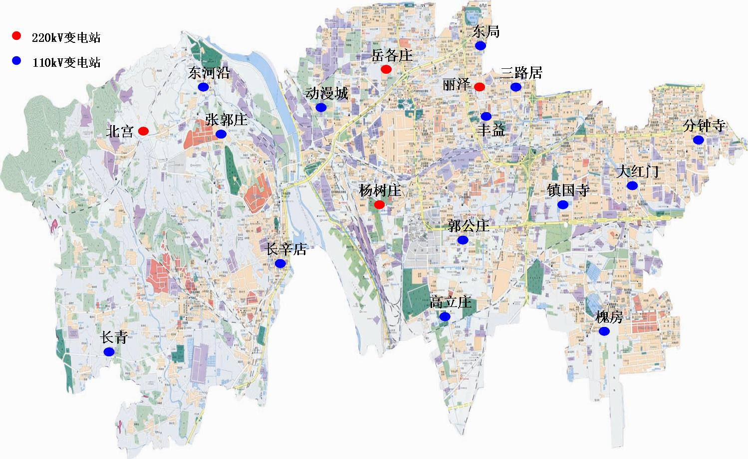 图8 丰台区“十二五”时期新建电力设施示意图 图8 丰台区“十二五”时期新建电力设施示意图.png