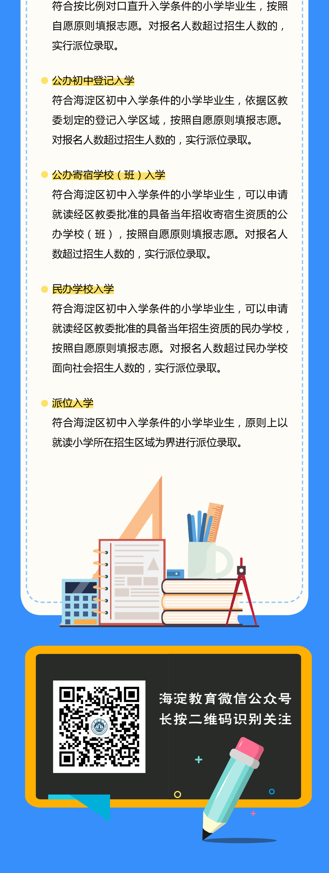 一圖讀懂海淀區2023年初中入學工作