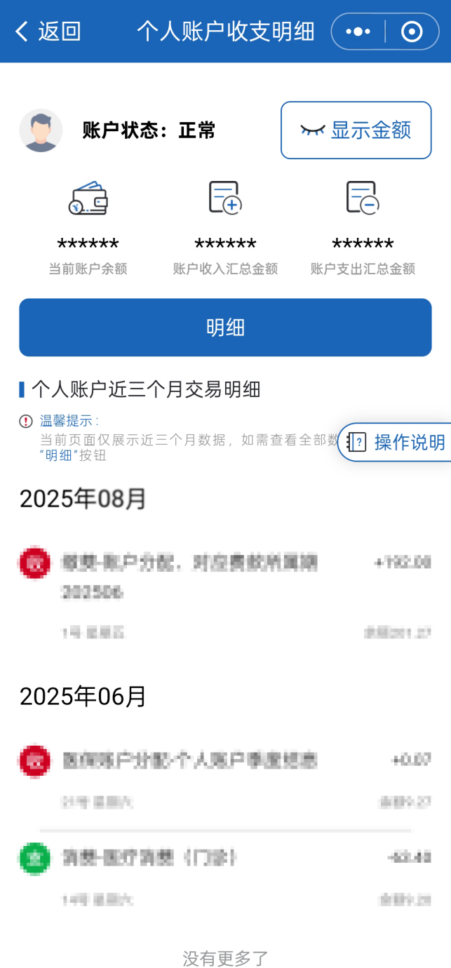 如何查询医保个人账户收支明细？