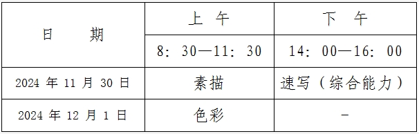 北京市2025年普通高等学校招生艺术类专业统一考试——美术与设计类时间安排