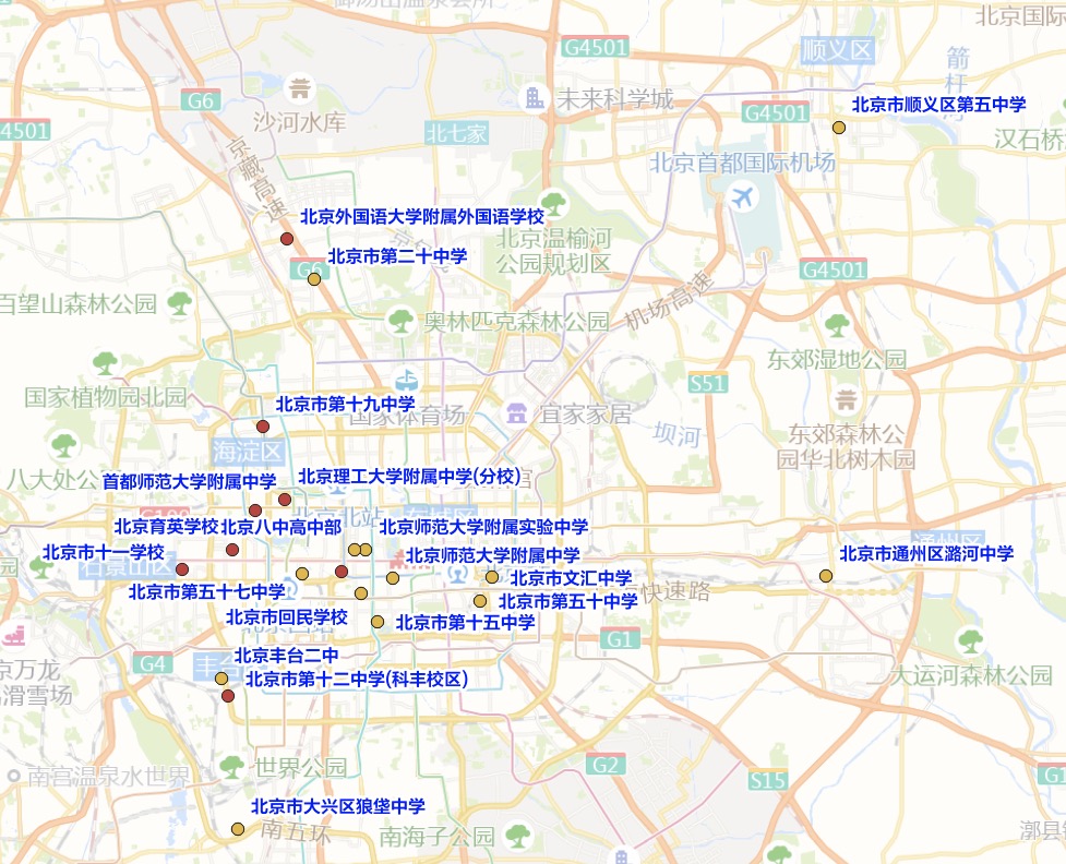 城区3个考点集中区域