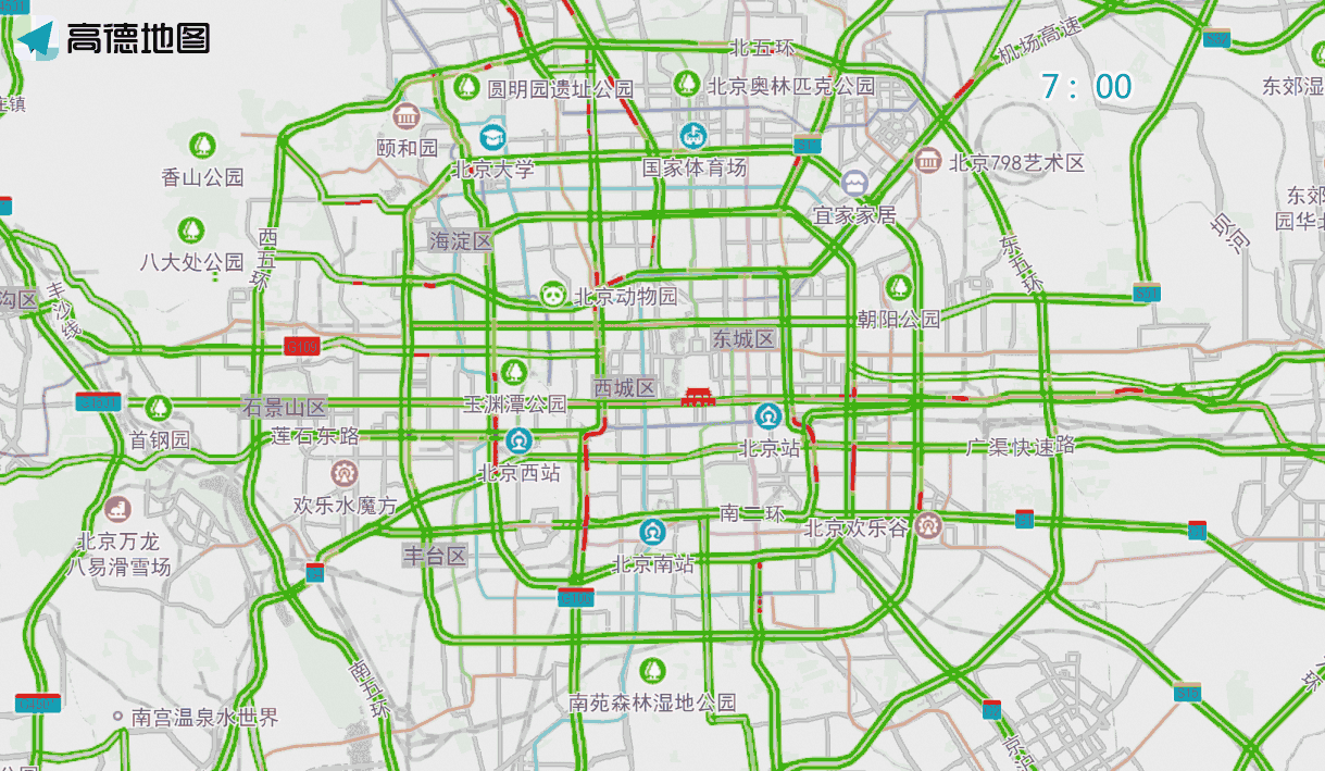 工作日早、晚高峰城区主要道路交通流量增加