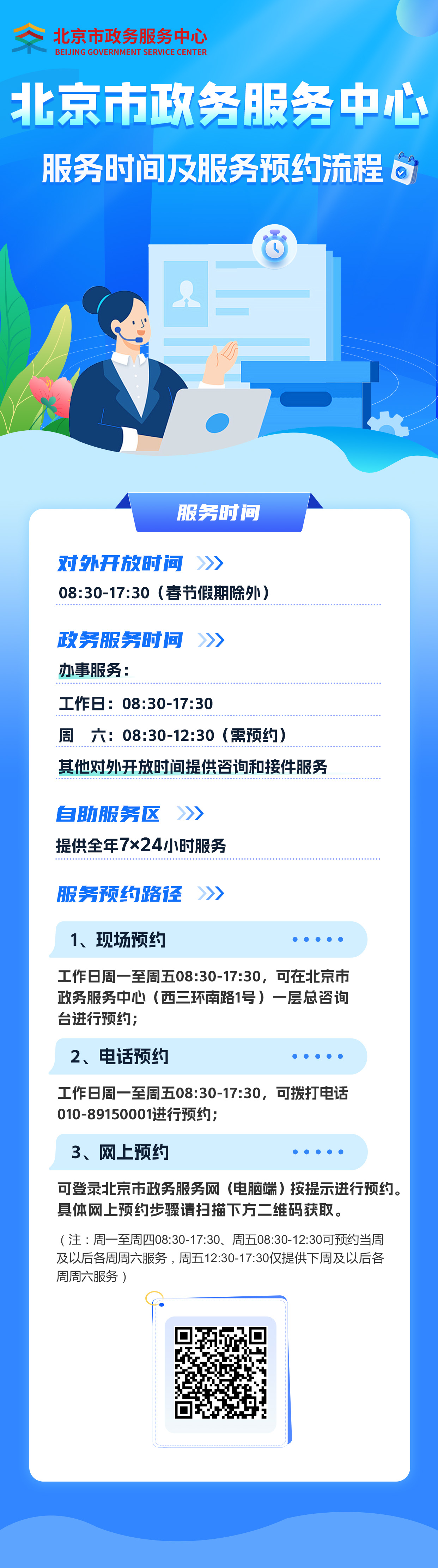 北京市政务服务中心服务时间及服务预约流程