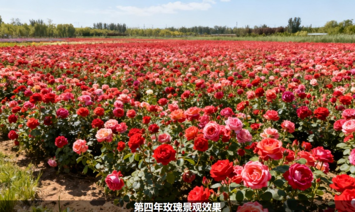 月季景观效果。永乐店集体林场供图 月季景观效果。永乐店集体林场供图