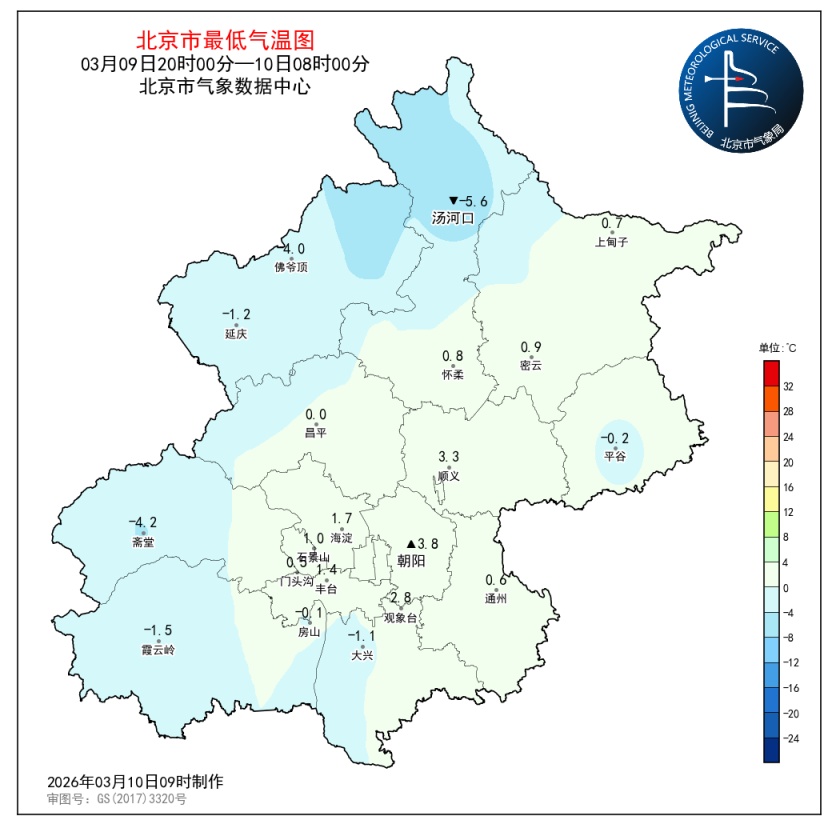 北京3月10日后半夜阵风可达5级左右 预计本周五阴有小雨