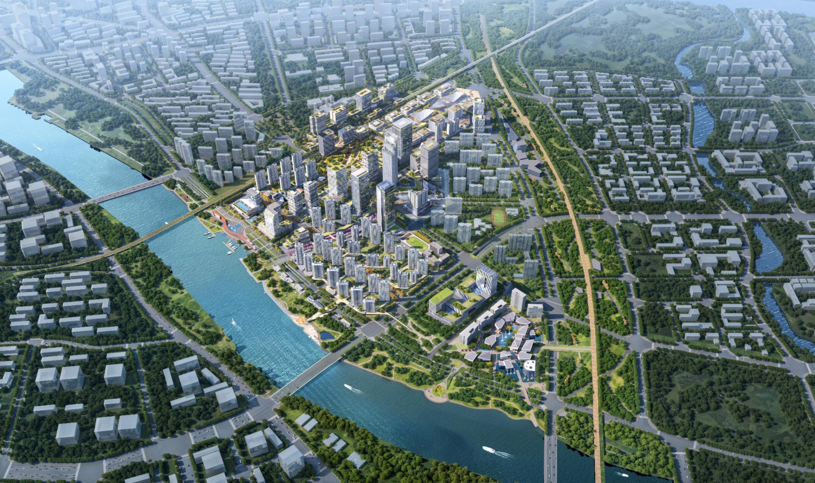 片区规划设计鸟瞰图。