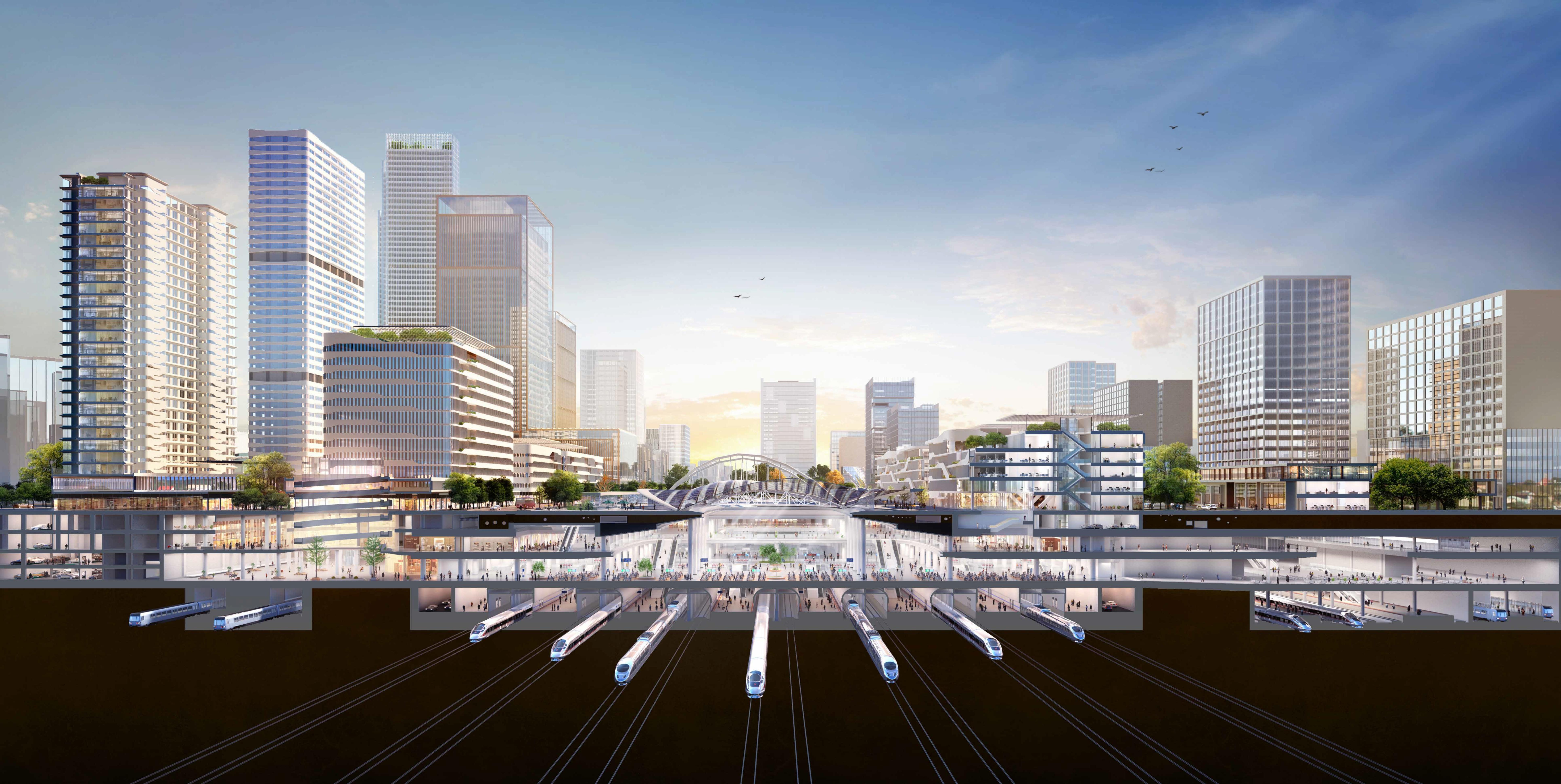 站城融合空间效果示意图。