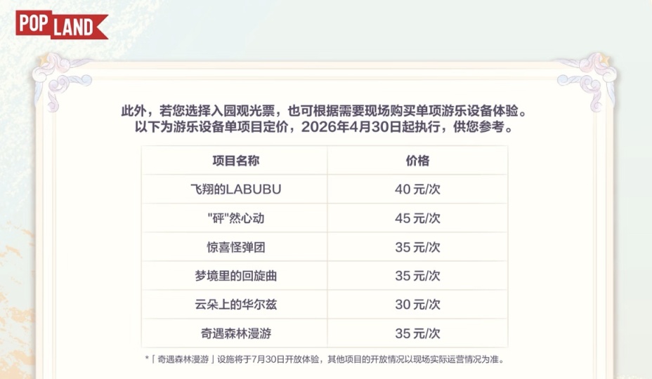 泡泡玛特城市乐园公布新票价,“五一”将迎部分新区域开放 泡泡玛特城市乐园公布新票价,“五一”将迎部分新区域开放