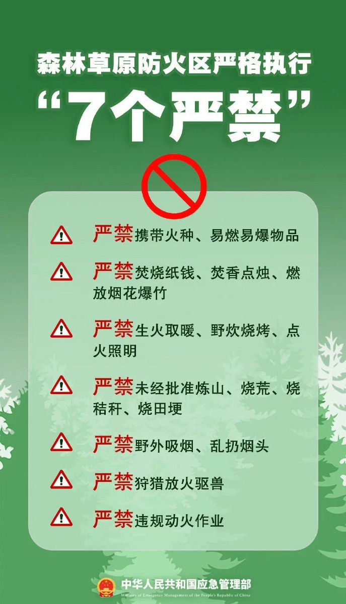 7个严禁、6个要！森林防火要做到——