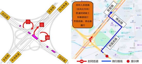 四元桥翻建工程本周末继续，外环占路施工3条匝道封闭，绕行路线公布