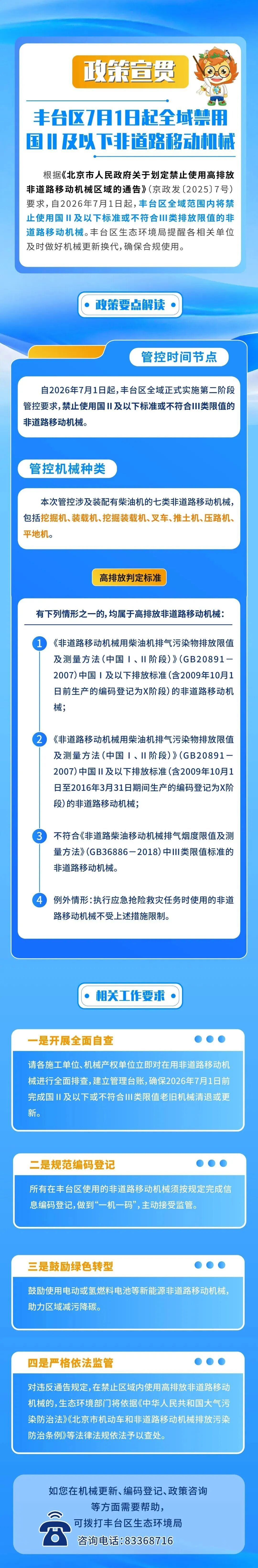 丰台区7月1日起全域禁用国Ⅱ及以下非道路移动机械