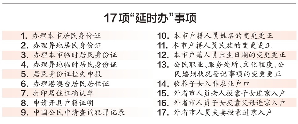 北京警方17项户政业务可预约“延时办” 北京警方17项户政业务可预约“延时办”