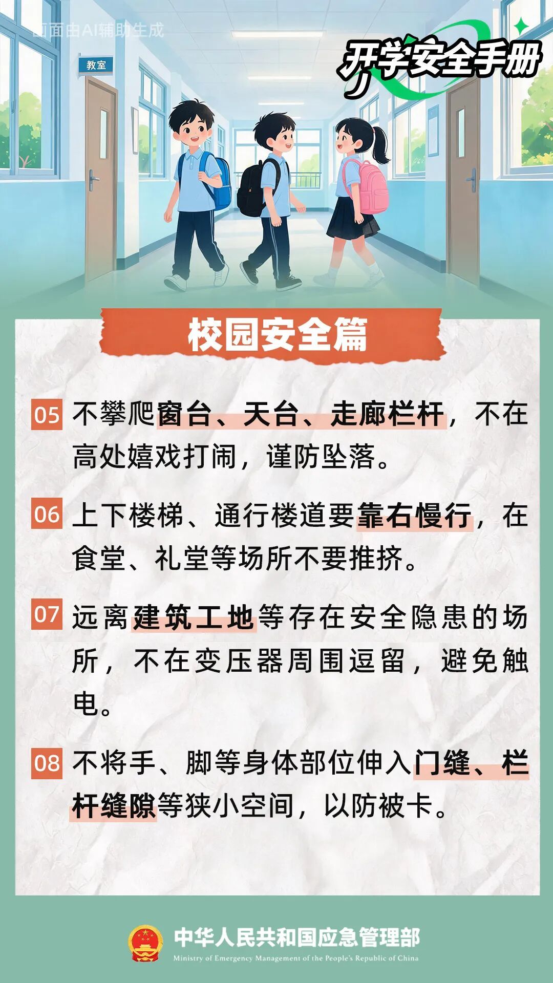 开学啦，20条安全提示转给师生家长！
