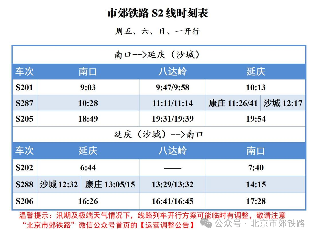 市郊铁路S2线运行区间调整通告