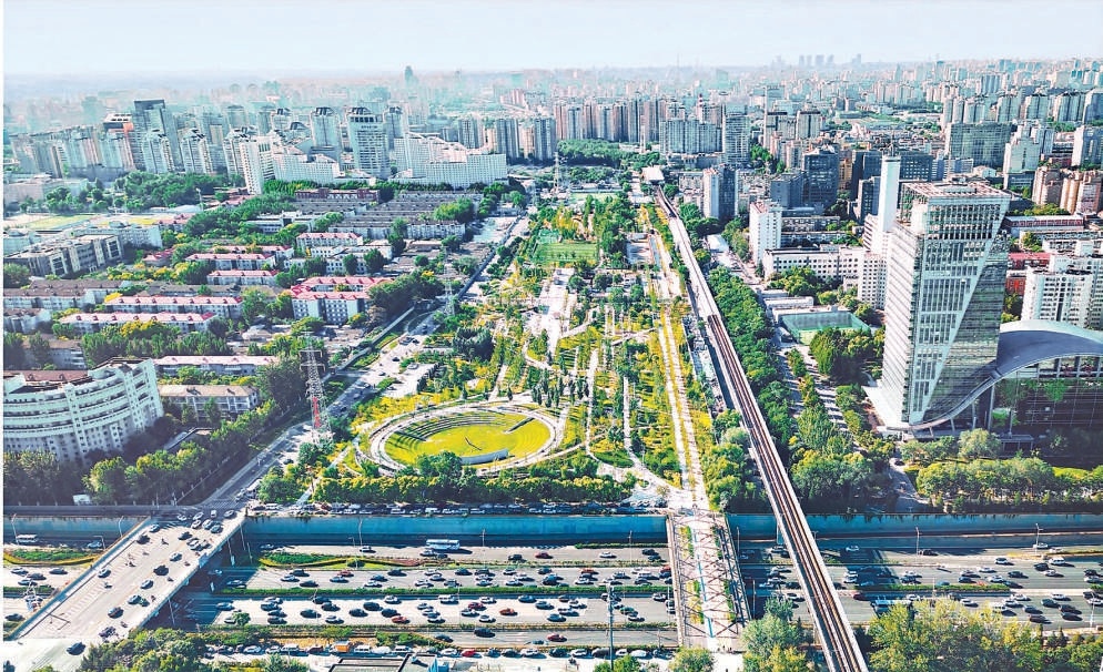 鸟瞰京张铁路遗址公园。 鸟瞰京张铁路遗址公园。