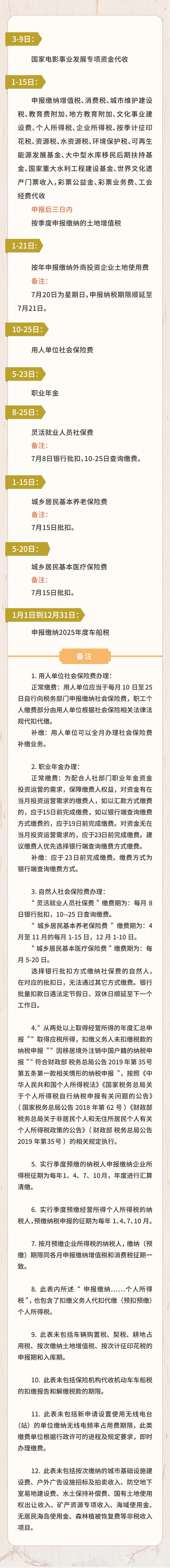 7月征期日历！