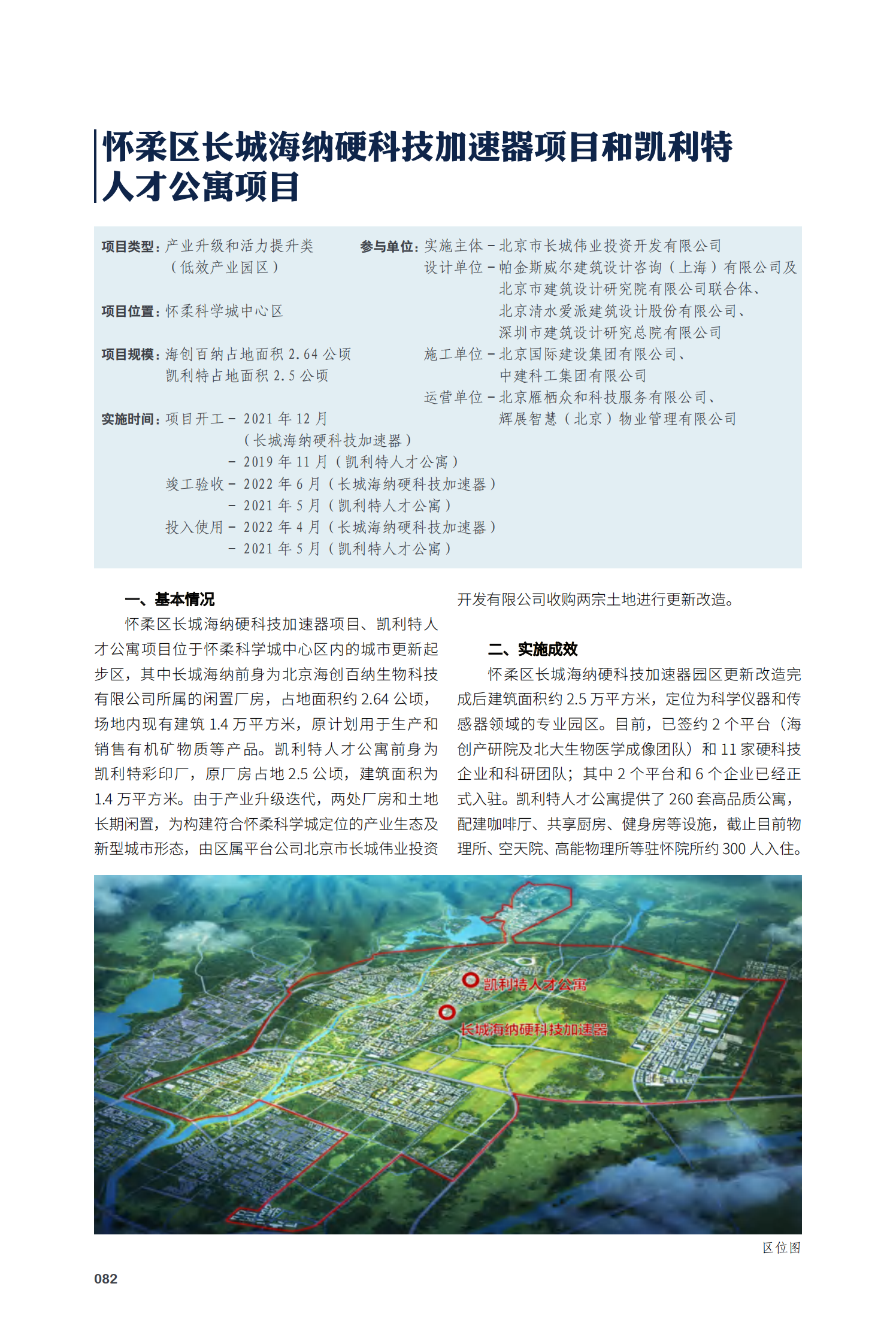 怀柔区长城海纳硬科技加速器项目和凯利特人才公寓项目