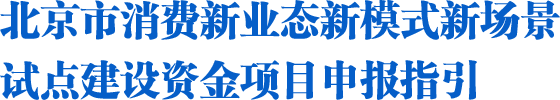 北京市消费新业态新模式新场景试点建设资金项目申报指引
