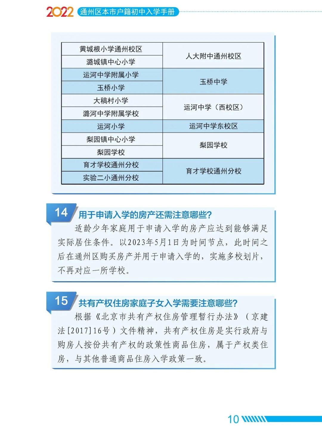 2022年通州區初中入學家長問答手冊(本市戶籍)