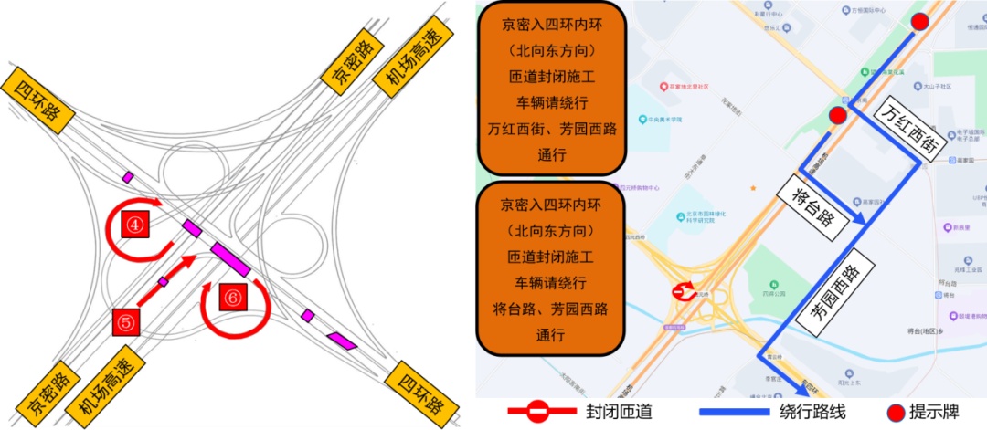 本週末，北京四元橋施工進入第二階段！繞行路線圖公佈