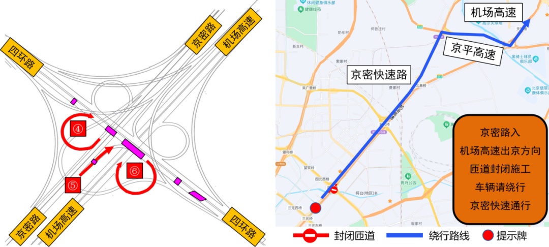 本週末，北京四元橋施工進入第二階段！繞行路線圖公佈