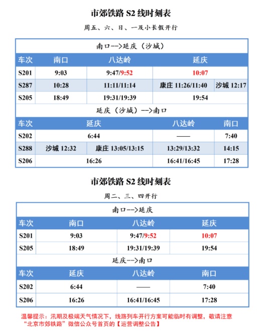 4月21日起，市郊鐵路S2線列車開行時點部分調整