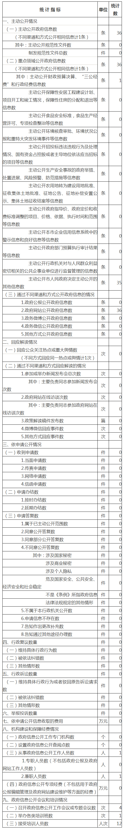 《政府信息公開情況統計表》