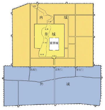 明清北京城凸字形格局示意圖