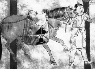遼代陳國公主墓契丹引馬圖