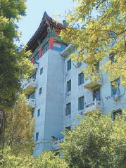 綠蔭叢中“雙塔”一角