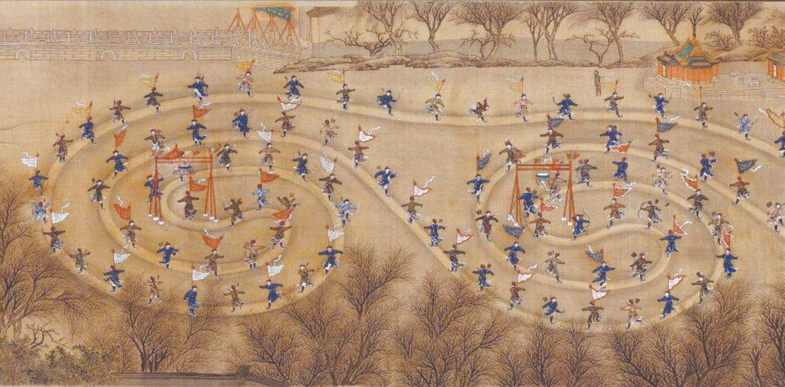 清代金昆等繪《冰嬉圖》卷(局部)