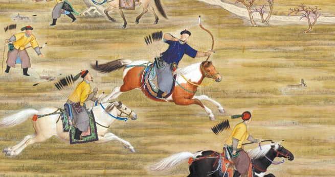 乾隆皇帝射獵圖（局部）郎世寧等 繪