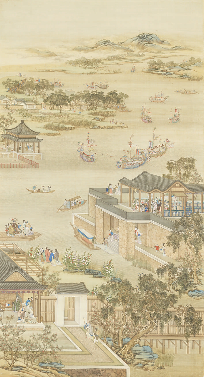 【清】《雍正十二月行樂圖》之“五月競舟”