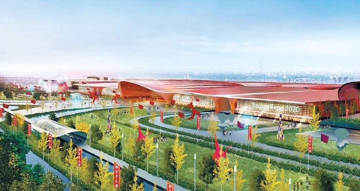 二期項目建築造型將琉璃瓦的經典元素完美地融入在建築的紋理組織之中。（效果圖）