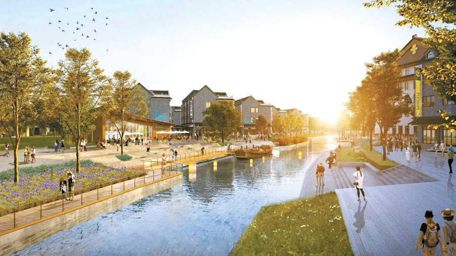 通惠灌渠治理工程完成後，將重現運河商業文化場景。（效果圖）